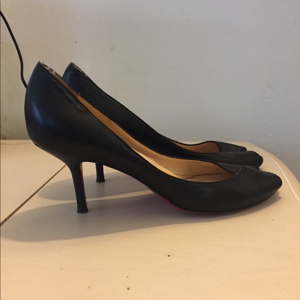 Classic Black Christian Louboutin Peep Toe Pumps - image 6